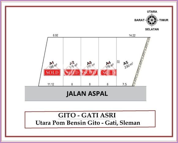 Lahan Kosong Dijual di Sleman, Sleman, Luas 230m2 Area Strategis Lahan Kosong Dijual di Sleman, Sleman, Luas 230m2 Area Strategis