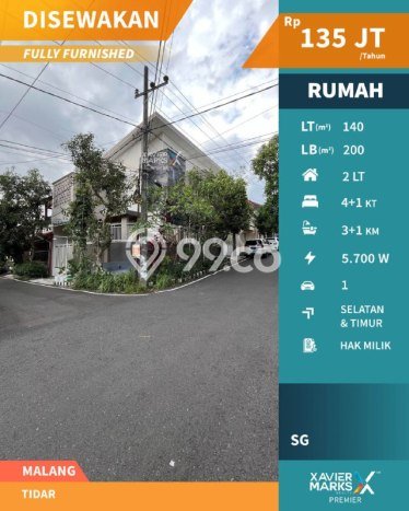 Rumah sewa siap huni 4 Kamar Tidur di Tidar, Malang Rumah sewa siap huni 4 Kamar Tidur di Tidar, Malang