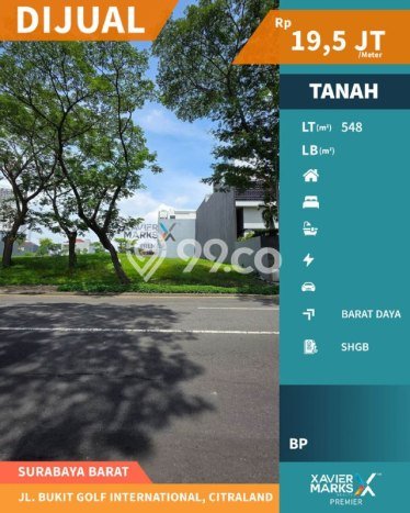 Tanah Kavling Dijual di Surabaya Kota, Surabaya dengan Luas Tanah 548m2 Tanah Kavling Dijual di Surabaya Kota, Surabaya dengan Luas Tanah 548m2