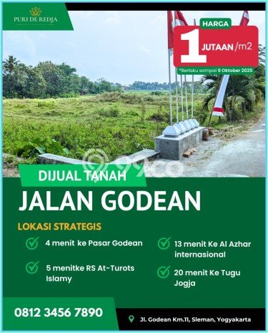 Untuk Dijual Tanah di Godean Sleman Luas 255m2 SHM Untuk Dijual Tanah di Godean Sleman Luas 255m2 SHM