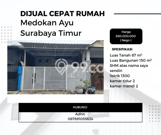 SPECIAL OFFER! Rumah Nyaman area Rungkut, LT 87m2m² LB 150m2m² SPECIAL OFFER! Rumah Nyaman area Rungkut, LT 87m2m² LB 150m2m²