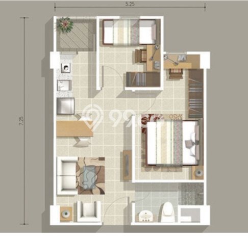 Hunian Apartemen Ekonomis di Jakarta Utara dengan 2 Kamar Tidur, 1 Kamar Mandi Hunian Apartemen Ekonomis di Jakarta Utara dengan 2 Kamar Tidur, 1 Kamar Mandi