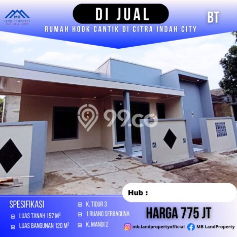Rumah Hook Cantik Dengan Pintu Butterfly Luas 157 M² Di Citra Indah City Rumah Hook Cantik Dengan Pintu Butterfly Luas 157 M² Di Citra Indah City
