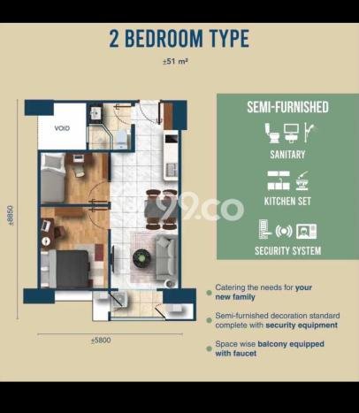 Siap Huni Apartemen di Tangerang 2 Kamar & 1 Kamar Mandi, Luas 51m2 Siap Huni Apartemen di Tangerang 2 Kamar & 1 Kamar Mandi, Luas 51m2