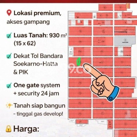 Lahan Kosong Dijual di Tangerang dengan Area 930m2 Lahan Kosong Dijual di Tangerang dengan Area 930m2