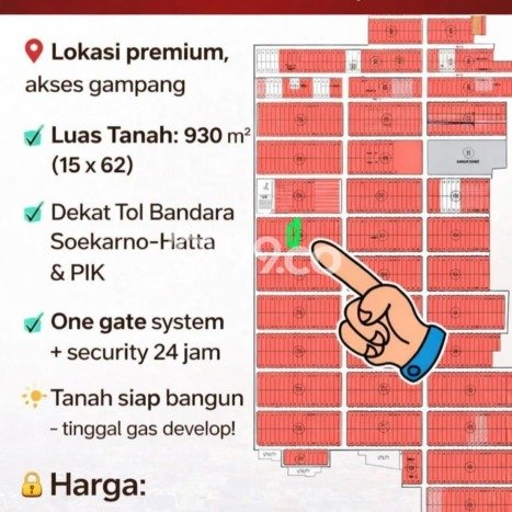 Lahan Kosong Dijual di Tangerang dengan Area 930m2 Lahan Kosong Dijual di Tangerang dengan Area 930m2