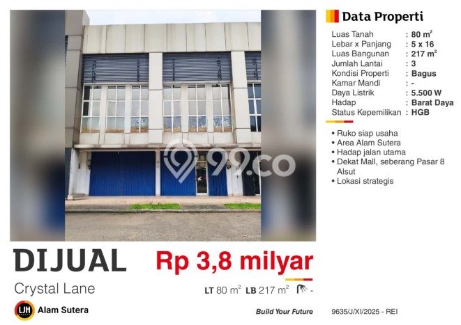 Unit Ruko Dijual di Tangerang LT 80m2 & LB 217m2 Unit Ruko Dijual di Tangerang LT 80m2 & LB 217m2
