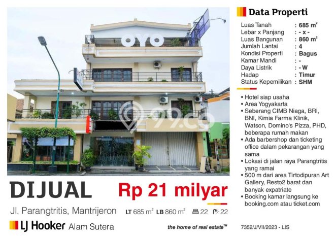 PRIME LOCATION! Komersial di Mantrijeron, Luas 860m², Area Bisnis, Lokasi Premium PRIME LOCATION! Komersial di Mantrijeron, Luas 860m², Area Bisnis, Lokasi Premium