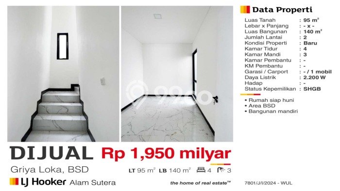 For Sale Hunian Rumah Nyaman 4 Kamar di BSD City, Tangerang For Sale Hunian Rumah Nyaman 4 Kamar di BSD City, Tangerang