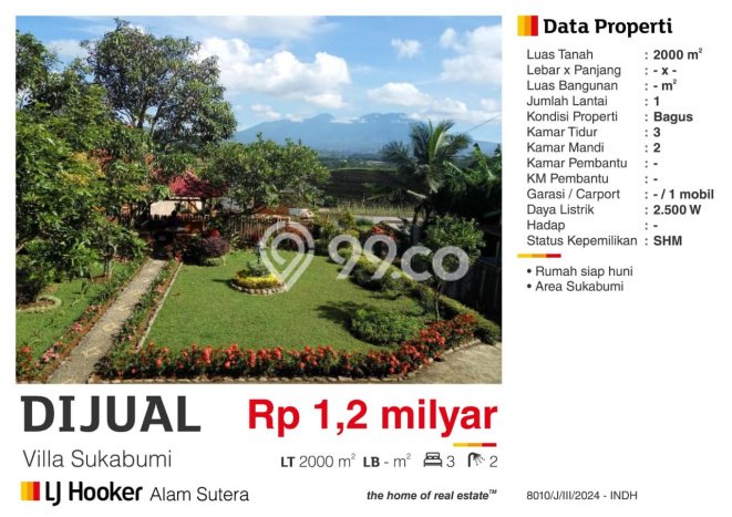 Rumah LT 2000m2m² Newly Built di Lokasi Prestisius , Sukabumi Rumah LT 2000m2m² Newly Built di Lokasi Prestisius , Sukabumi