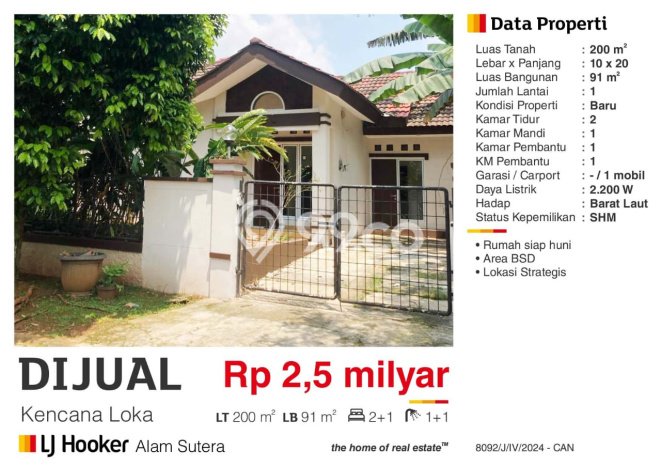 Hunian Nyaman Asri 2 KT Siap Pakai di BSD Kencana Loka Tangerang Hunian Nyaman Asri 2 KT Siap Pakai di BSD Kencana Loka Tangerang