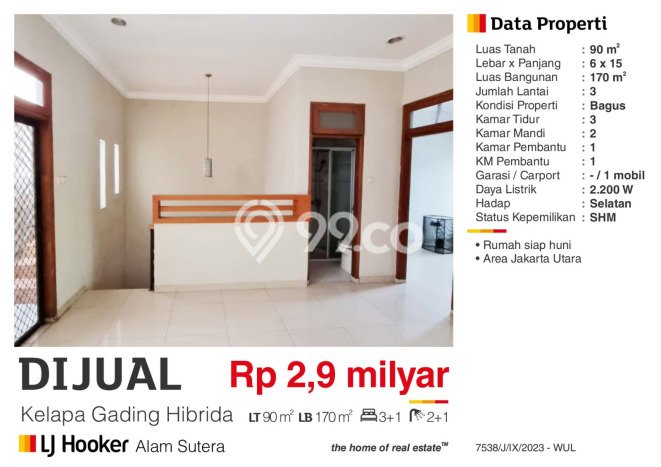Siap Huni Rumah Mewah 3 Kamar di Kelapa Gading Dekat ke Mana Saja Siap Huni Rumah Mewah 3 Kamar di Kelapa Gading Dekat ke Mana Saja