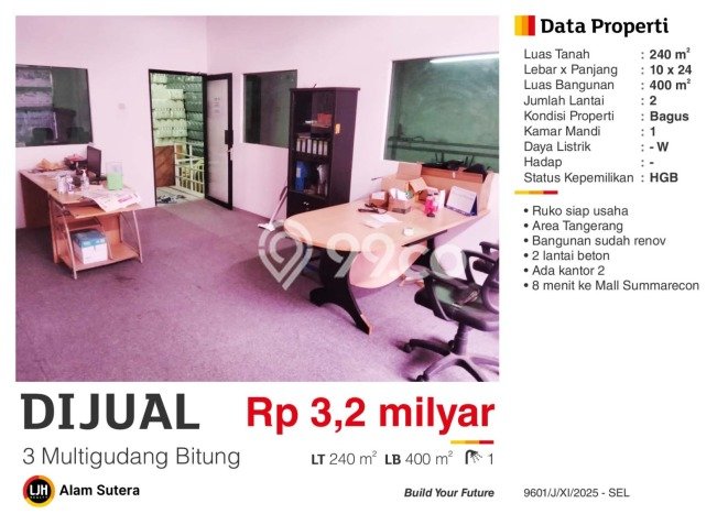 Jual Gudang di , Luas 400m2m², Area Berkembang, Mainroad Jual Gudang di , Luas 400m2m², Area Berkembang, Mainroad