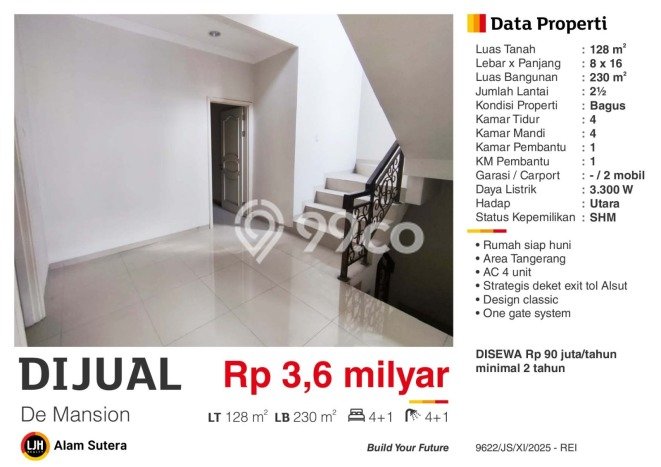 Dijual Rumah Luas Megah Dengan View Eksklusif di Alam Sutera, Tangerang Dijual Rumah Luas Megah Dengan View Eksklusif di Alam Sutera, Tangerang