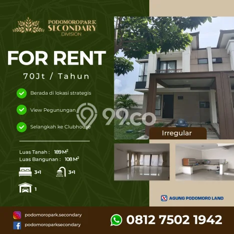 Disewakan! Rumah 3 Kamar Tidur &
3 Kamar Mandi di Podomoro Park Bandung, Bandung Disewakan! Rumah 3 Kamar Tidur &
3 Kamar Mandi di Podomoro Park Bandung, Bandung