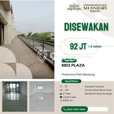 Disewakan Ruko di Kawasan Ramai Podomoro Park Bandung Luas 124m2 Disewakan Ruko di Kawasan Ramai Podomoro Park Bandung Luas 124m2