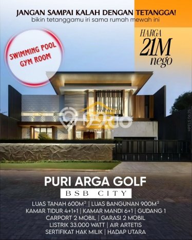 For Sale! Premium House LT 600m2 Desain Modern di BSB City For Sale! Premium House LT 600m2 Desain Modern di BSB City