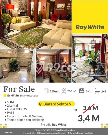 Rumah SUPER MEWAH! di Bintaro, Tangerang Selatan, LT 250m² LB 250m², BISA KPR Rumah SUPER MEWAH! di Bintaro, Tangerang Selatan, LT 250m² LB 250m², BISA KPR