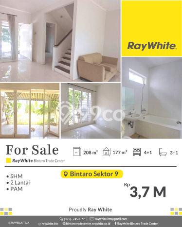 Rumah Lingkungan Asri kawasan Sektor 9-Bintaro, Tangerang Selatan, Luas 208m² Bangunan 177m² Rumah Lingkungan Asri kawasan Sektor 9-Bintaro, Tangerang Selatan, Luas 208m² Bangunan 177m²