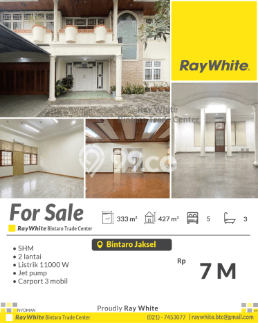 Jual Rumah Luas Megah Dengan View Cantik di Bintaro, Jakarta Selatan Jual Rumah Luas Megah Dengan View Cantik di Bintaro, Jakarta Selatan