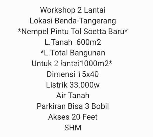 Gudang Dijual Lokasi Emas di Tangerang Luas 1000m2 Gudang Dijual Lokasi Emas di Tangerang Luas 1000m2