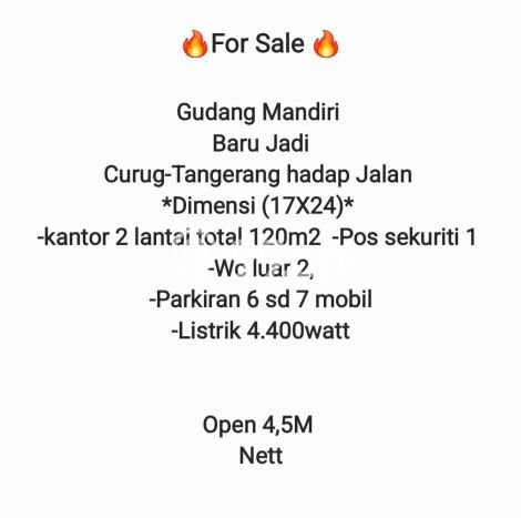 AREA BISNIS! Gudang Kawasan Curug, Luas 120m², Jalan Utama, Ramai AREA BISNIS! Gudang Kawasan Curug, Luas 120m², Jalan Utama, Ramai