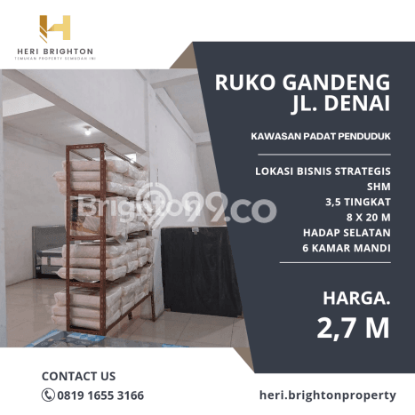 FOR SALE! Ruko di Medan Area Medan, LT 160m2, LB 384m2 FOR SALE! Ruko di Medan Area Medan, LT 160m2, LB 384m2