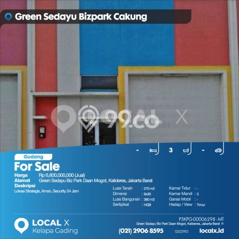 Unit Gudang Dijual di Jakarta Barat LT 270m2 & LB 360m2 Unit Gudang Dijual di Jakarta Barat LT 270m2 & LB 360m2