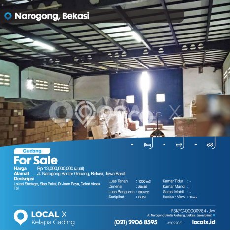Gudang Dijual di Prime Area Bekasi Luas 300m2 Gudang Dijual di Prime Area Bekasi Luas 300m2