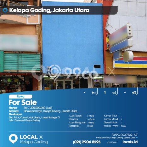 Ruko Paling Dicari LB 86m2 Dijual di Kelapa Gading Ruko Paling Dicari LB 86m2 Dijual di Kelapa Gading