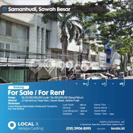 FOR SALE! Kantor di Sawah Besar Jakarta Pusat, LT 380m2, LB 1350m2 FOR SALE! Kantor di Sawah Besar Jakarta Pusat, LT 380m2, LB 1350m2