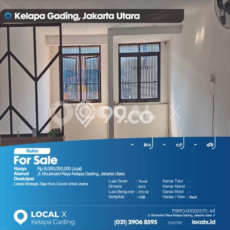 Unit Ruko Dijual di Kelapa Gading Jakarta Utara Luas Tanah 75m2, Luas Bangunan 210m2 Unit Ruko Dijual di Kelapa Gading Jakarta Utara Luas Tanah 75m2, Luas Bangunan 210m2
