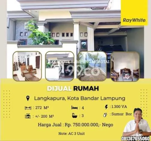 Dijual Rumah 4 Kamar Lokasi Ideal Nyaman dan Strategis di Tanjung Karang Barat Dijual Rumah 4 Kamar Lokasi Ideal Nyaman dan Strategis di Tanjung Karang Barat