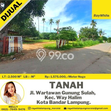Lahan Dijual Lokasi Way Halim, Bandar Lampung dengan Luas Tanah 2500m2 dan Status SHM Lahan Dijual Lokasi Way Halim, Bandar Lampung dengan Luas Tanah 2500m2 dan Status SHM