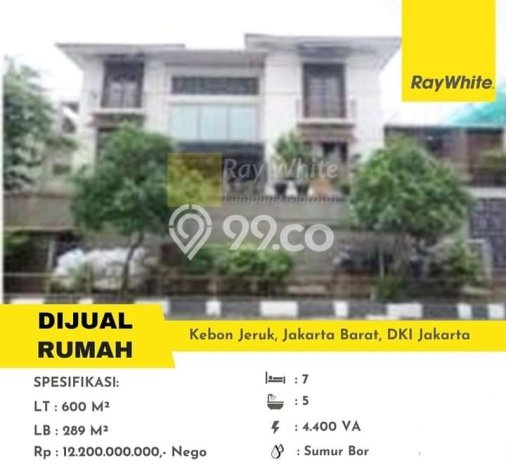 Hunian Eksklusif Dijual LT 600m2 di Kebon Jeruk, Jakarta Barat Hunian Eksklusif Dijual LT 600m2 di Kebon Jeruk, Jakarta Barat