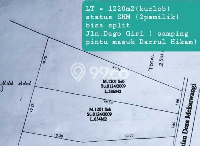 Tanah Dijual Lokasi Coblong, Bandung Luas 1220m2 Legalitas Aman Tanah Dijual Lokasi Coblong, Bandung Luas 1220m2 Legalitas Aman