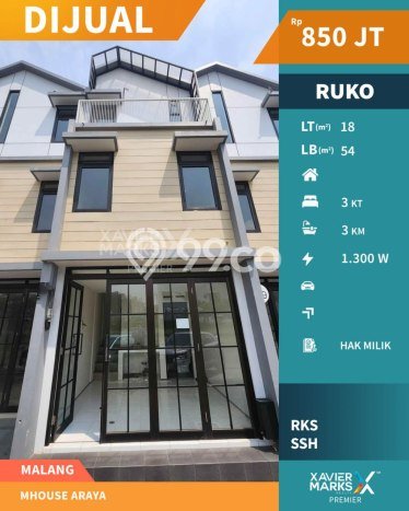 Unit Ruko Dijual di Malang LT 18m2 & LB 54m2 Unit Ruko Dijual di Malang LT 18m2 & LB 54m2