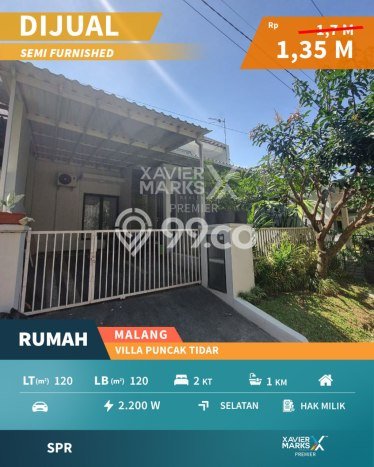Dijual Hunian Rumah Terawat 2 KT di Villa Puncak Tidar, Malang Dijual Hunian Rumah Terawat 2 KT di Villa Puncak Tidar, Malang