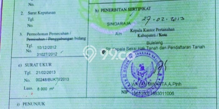 Tanah Kavling Dijual di Buleleng dengan Spesifikasi 8000m2 Tanah Kavling Dijual di Buleleng dengan Spesifikasi 8000m2