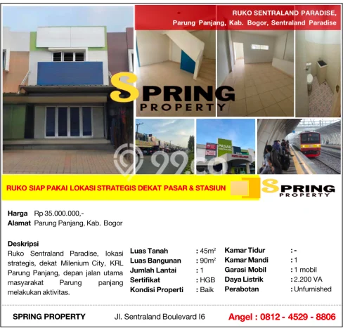 Ruko bagus disewakan di Parung Panjang Bogor dengan LB 90m2 harga sewa terbaik Ruko bagus disewakan di Parung Panjang Bogor dengan LB 90m2 harga sewa terbaik