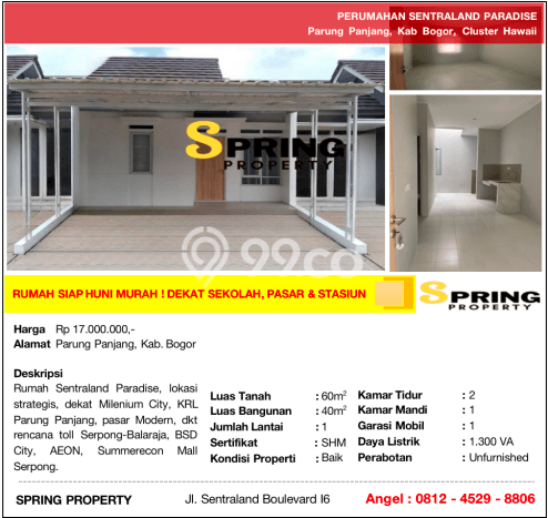 Rumah Cantik Siap Pakai Di Parung Panjang Luas 40m2 Lokasi Strategis Rumah Cantik Siap Pakai Di Parung Panjang Luas 40m2 Lokasi Strategis