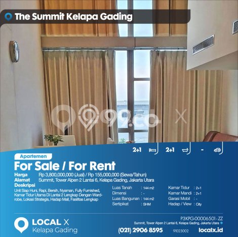 Unit Apartemen Eksklusif Dijual di Kelapa Gading dengan 2 Kamar Tidur Unit Apartemen Eksklusif Dijual di Kelapa Gading dengan 2 Kamar Tidur
