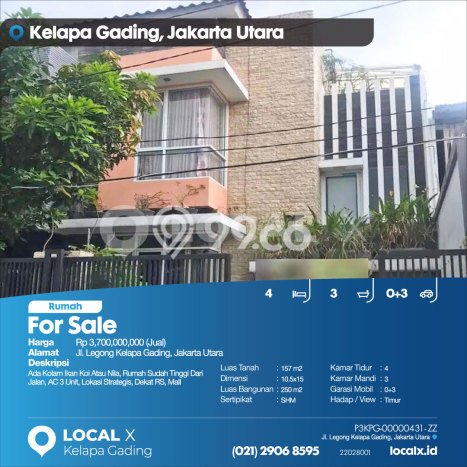 Hunian Mewah Dijual LT 157m2 di Kelapa Gading, Jakarta Utara Hunian Mewah Dijual LT 157m2 di Kelapa Gading, Jakarta Utara