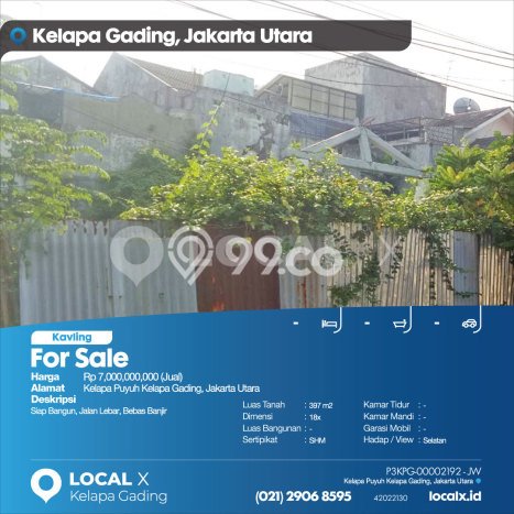 Dijual Tanah di Kelapa Gading Jakarta Utara Luas 397m2 SHM Dijual Tanah di Kelapa Gading Jakarta Utara Luas 397m2 SHM