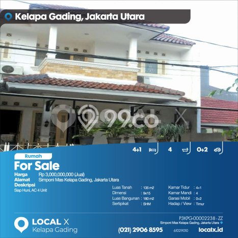 Hunian Eksklusif Dijual LT 135m2 di Kelapa Gading, Jakarta Utara Hunian Eksklusif Dijual LT 135m2 di Kelapa Gading, Jakarta Utara