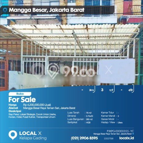 Untuk Dijual! Ruko di Tamansari Jakarta Barat LT 76m2 / LB 280m2 Kawasan Strategis Untuk Dijual! Ruko di Tamansari Jakarta Barat LT 76m2 / LB 280m2 Kawasan Strategis
