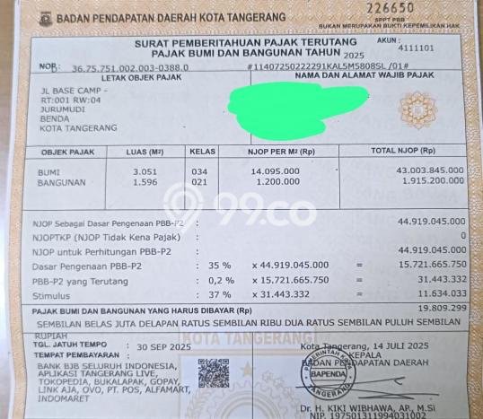 Gudang Dijual di Tangerang LT 7768m2 & LB 5172m2 Lokasi Terbaik! Gudang Dijual di Tangerang LT 7768m2 & LB 5172m2 Lokasi Terbaik!