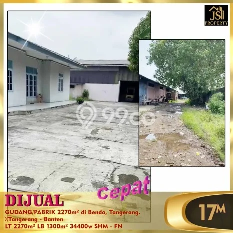 Jarang Ada! Tanah di Benda Punya Luas 2270m2 SHM Jarang Ada! Tanah di Benda Punya Luas 2270m2 SHM