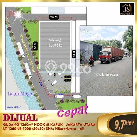 Gudang Dijual di Prime Area Jakarta Utara Luas 1000m2 Gudang Dijual di Prime Area Jakarta Utara Luas 1000m2