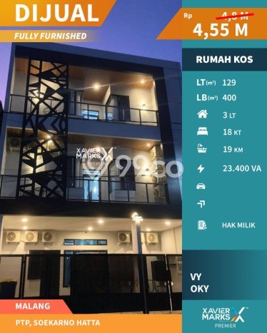 Hunian Elit LB 400m2 Siap Pakai Desain Elegan di Soekarno Hatta, Malang Hunian Elit LB 400m2 Siap Pakai Desain Elegan di Soekarno Hatta, Malang